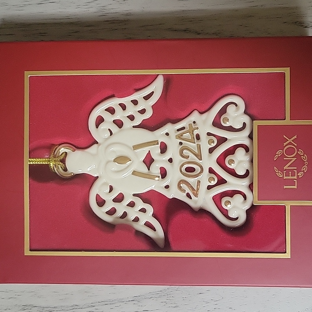 Lenox Cream Angel Ornament with Gold Accents